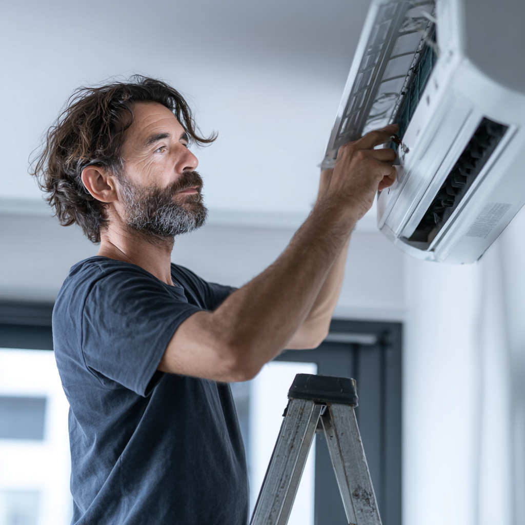 technik presna instalacia klimatizacie interier detail praca